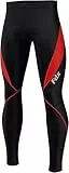 FDX Thermo-Strumpfhose/Leggins Herren, gepolstert, für Radfahrer geeignet, 201, schwarz (Black/Red, X-Large)
