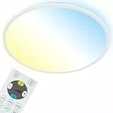 BRILONER - LED Deckenlampe flach mit Fernbedienung, indirektes Licht, einstellbar von warmweiß bis kaltweiß, Lampe, Deckenleuchte, Wohnzimmerlampe, LED Panel, Küchenlampe, 42x2,9 cm, Weiß