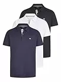 TOM TAILOR Poloshirt Herren Kurzarm Baumwolle Regular Fit 3er Set-Pack Shirt Sommer Basic Einfarbig, Größe:L, Farbe:Obsidian Black (28992)