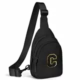 Viverte Kleine Initiale Schultertasche für Mädchen und Frauen – niedliche Umhängetasche, Geschenk, Schwarz, Einheitsgröße, C