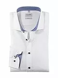 OLYMP Herren Businesshemd Langarm Level Five - Body Fit, Einfarbig, Royal Kent Kragen - Stretchkomfort Hemd Herren Langarm - Weiss 00-43