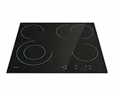 Candy CEH6DXECTT/1 Kochfeld/Autarkes Hi-Light Kochfeld/Breite 60 cm/Mono Touch Bedienung / 4 Kochzonen/Timer/Kindersicherung/Rahmenlos/Glas Schwarz