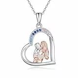 YAFEINI Geschenke für Mama 925 Sterling Silber Mutter und Tochter Halskette Muttertag Kette Geburtstag Anhänger Schmuck für Mama Damen (A-Mutter Sohn Halskette)