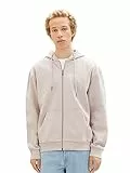TOM TAILOR Denim Herren Basic Kapuzenjacke mit Logo-Print, light dove grey, M