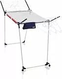 Leifheit Standtrockner Pegasus 200 Solid Deluxe Mobile mit 20 m Trockenlänge, Wäscheständer für Lange Wäsche, Flügelwäschetrockner mit Kleiderbügelstangen
