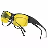 Perkanion Nachtfahrbrille für Brillenträger Autofahrer Herren Damen Überzieh Nachtsichtbrille Gelb Getönte Polarisierte Gläser Nachtbrille zum Autofahren Night Vision Goggles