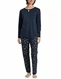 CALIDA Sweet Dreams Pyjama, lang Damen, aus 100% Baumwolle, Hose mit stoffbezogenem Gummibund