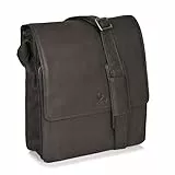 DONBOLSO New York Leder Umhängetasche Groß - Schwarz Business Tasche Leder - Herren-Aktentasche mit Gepolstertem Schultergurt - Ideal für Arbeit mit Fächern für Laptop und Zubehör - 30x32x 4 cm