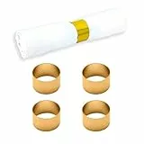 Echtwerk Serviettenring-Set aus Edelstahl, Kreis-design, Serviettenhalter, Serviettenschnallen, Universal, Tischdekoration für Hochzeiten, Ø 4 cm, Gold-Edition, 4 teilig