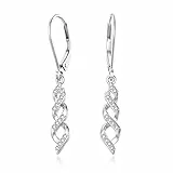 LANBEIDE Sterling Silber Hängend Ohrringe 925 Silber Lange Infinity Kristalle Leverback Hängend Ohrringe für Damen