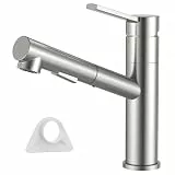 DAYONE Küchenarmatur mit Ausziehbarer Brause, SUS304 Edelstahl Hochdruck Wasserhahn Küche, Spültischarmatur mit 2 Strahlarten, 120° Drehbar Mischbatterie Küche für Küche, Gebürstetes