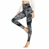 HLTPRO Thermo Leggings Damen Gefüttert Im Winter, High Waist Thermoleggings Warm Thermohose Blickdicht Strumpfhose Für Sport(Schwarz Tie-dye,S/M)