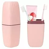 KALIONE Sakura-Pulver 1-teiliges Reise-Zahnbürstenbecher-Etui, 3-in-1, Tragbar, Rosa