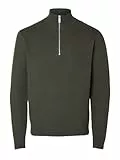 Selected Homme Herren Slhdane Knit Structure Half Zip Noos Pullover, Forest Night, L EU