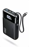 INIU 45W Power Bank, Ultra Klein 20000mAh Powerbank mit Integriertem USB-C Kabel, Schnellladen Externe Handyakkus USB-C In&Out, Klein Aber Stark für iPhone 17 16 15 Pro, Samsung S22, Xiaomi, iPad etc