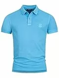 Indicode Herren INJorah Poloshirt aus 100% Baumwolle | Herrenpoloshirt Polokragen Baumwollshirt Alaska Blue, S