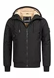 ALESSANDRO SALVARINI Herren Winterjacke (S-3XL) - gefütterte Kapuze, 6 Taschen, innen Teddyfell - AS431 - Schwarz Größe XL - Gr.XL