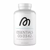 MORE Essentials O3-D3-K2, 240 Fischöl Kapseln mit 1000mg EPA & 500mg DHA pro Tag, Vitamin D3 & Vitamin K2, Kapselhülle aus Rindergelatine