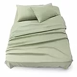 Blumtal® Bettlaken Set 3-teilig - Oeko-TEX zertifiziertes 3er Set - Spannbettlaken 160x200x30cm + Bettlaken ohne Gummi 240x275cm + 2X Kissenbezug 50x80cm - Bettlaken&Kissenbezug - Light Olive Green