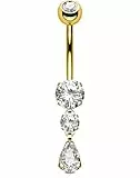 OUFER Body Piercing Bauchnabelpiercing Internally Titan Belly Button Bars 14G/1.6mm Navel Piercing Jewellery Gold Teardrop Navel Bars 10mm Belly Bars Belly Button Piercings Belly Button Ring