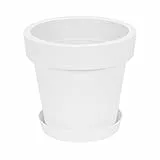 Prosperplast Blumentopf Übertopf inkl. Untersetzer Blumenkübel 34.5 x 32 cm Weiss Pflanzkübel Pflanztopf Kunststoff Lofly