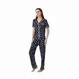 LANBAOSI Damen Kurz Schlafanzug Elastischer Bund Bottoms Kurzarm Set Zweiteilige