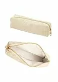 Forevat Federmäppchen Cord-Stoff, Federtasche, Portable Schulmäppchen Pencil Case, Große Kapazität Mäppchen mit praktischem Reißverschluss, für Teenager Schule, Büro (Beige)