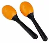Nino Percussion Small Egg Maracas - 1 Paar kleine Shaker für Kinder ab 3 Jahren - Musikinstrument - Kunststoff, Schwarz und Orange (NINO569OR)