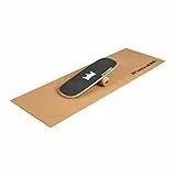 BoarderKING Indoorboard - Balance Board für Indoor-Surfen und Skaten, Gleichgewichtsboard für NeuroMuscular Response Training, inkl. Schutzmatte, 100 mm x 33 cm (∅ x L), schwarz