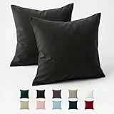 Dreamzie Kissenbezug 80x80 Baumwolle Renforcé (2er-Set) - Anthrazit - Dicht gewebt mit 57 Fäden/cm² - Kissenbezug 80x80 cm - Oeko Tex Zertifiziert