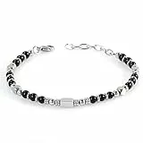 JYNXOR Perlenarmband Damen Armband Herren Silber Edelstahl Armbänder Edelstein Obsidian Armband Damen Schmuck Natürliches Steine Armbänder für Frauen Geburtstag Jubiläum Abschluss Valentinstag