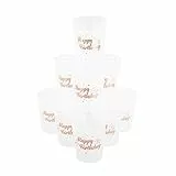 Oblique Unique® Happy Birthday Becher Set 10 STK. Trinkbecher Partybecher für Geburtstag Kindergeburtstag Party Feier Transparent Rosé