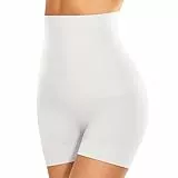 SIMIYA Bauchweg Unterhose Damen Hohe Taille Shapewear Leichte Bauchkontrolle Nahtlose Miederhose Leggings Kurze Figurformende Miederpants Unter Kleid Kurze Unterwäsche (Weiß, XL)