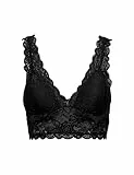 ONLY Damen Spitzen Bustier BH ohne Bügel | Lace Triangel Bra ONLCHLOE | Cups Breite Träger Crop Top, Farben:Schwarz, Größe:XS