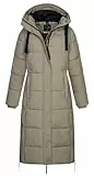 Sublevel Damen Steppmantel extralang LSL-492 gesteppter Wintermantel mit Kapuze Light Mud Brown S