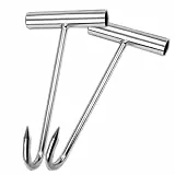 LGEGE Fleischhaken zum Metzgern, 2-teiliges Set, Edelstahl, T-Griff, Ausbeinhaken für Metzgerei, Restaurant, Küche, Speck, Würstchen, Grillwerkzeug, Metzger