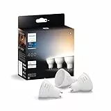 Philips Hue White Ambiance GU10 LED Spot 3er Pack (400lm), dimmbare LED Lampen für das Hue Lichtsystem, warmweißes- bis katlweißes Licht, smarte Lichtsteuerung über Sprache und App