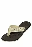 MADSea Damen Zehenstegpantolette Midnight | Flip Flop Zehentrenner Thong Sandale | Badelatschen Strand Pool Sommer braun beige, Größe:37 EU
