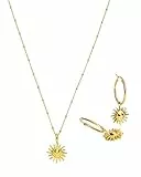 Purelei Inner Sun Bundle Kette & Ohrringe (Gold) – Schmuck Set aus Kette Damen und Ohrring aus Edelstahl (14K vergoldet) – Verstellbare Länge – Hawaiianisch inspiriert & wasserfest
