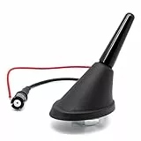 Adapter Universe Kurz Stabantenne 3 cm Dachantenne + Antennenfuß Raku 2 Sockel mit Verstärker 16 V Set passend für Universal - KFZ Autoantenne Autoradio