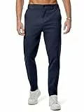JMIERR Baumwolle Jogginghose Herren Chino Cargo Hosen mit Taschen 2025 Casual Hosen Elastische Taille Marineblau, L