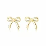 SLUYNZ Solid 925 Sterling Silber Schleifen Ohrstecker Ohrringe für Damen Mädchen Kleine Ohrringe Bogen Ohrstecker (B-Gold)