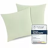 ATsense 2er Set Kissenbezug 40x40 cm - 100% Gewaschene Baumwolle Hypoallergenes Kissenbezüge, Salbeigrün Kopfkissenbezug mit Reißverschluss, Oeko-TEX Zertifiziert, Weich und Atmungsaktiv