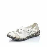 Rieker 46367, Damen Geschlossene Ballerinas, Weiß (Weiss/Grey), 42 EU (8 UK)