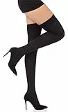 Merry Style Damen Überkniestrümpfe MSSST8002 (Schwarz, Einheitsgröße)