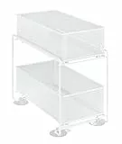 WENKO Schubladenregal Gioma, hochwertiger Organizer mit 2 Etagen und Korb-Auszug für Küchenschrank oder Arbeitsplatte, Küchenregal aus pulverbeschichtetem Metall, 35 x 33 x 18 cm, Weiß, 69769800
