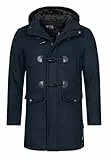 Indicode Herren Liam Dufflecoat | Wintermantel Wollmantel Herrenmantel Mantel für Männer Navy Mix, XXL