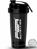 FSA Nutrition Shaker Proteinshake - 700 ml - BPA frei - auslaufsicher - Premium Qualität - mit Skala - Eiweiß Shaker - mit Kugel für klumpenfreie Shakes - Schwarz
