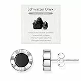 Schwarze Onyx Ohrringe für Damen Silber 925, AAA-Naturedelstein Ohrstecker für Frauen, Spirituelles Schutz Geschenk mit Karte, hypoallergen & nickelfrei