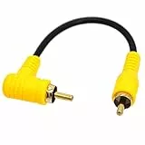 HUHANGGod Rechtwinkliges Cinch-Kabel, 90 Grad Cinch-Stecker auf Stecker, kurzes Cinch-Strereo-Audiokabel, vergoldete Anschlüsse für Heimkino, Subwoofer, HDTV 15 cm (Male 90 Degree to Male)